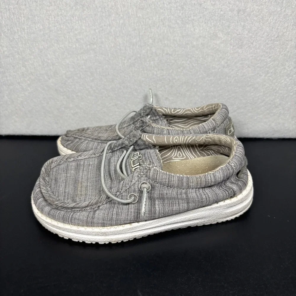 Hey Dude Wally Toddler Slip On Shoes Linen Stone Gray Kids Size K9 Sneakers